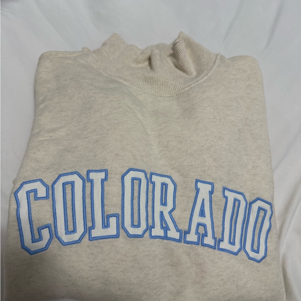 Aerie Cream Colorado Crewneck Mock Neck Sweatshirt